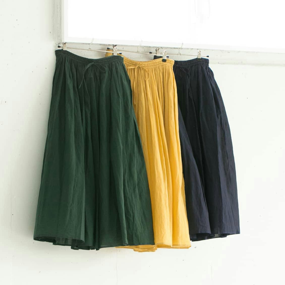 今期新品⭐︎メゾンドソイル⭐︎コットンリネンギャザースカート maison de soil COTTON SILK x SILK PLAIN RAJASTHAN TUCK