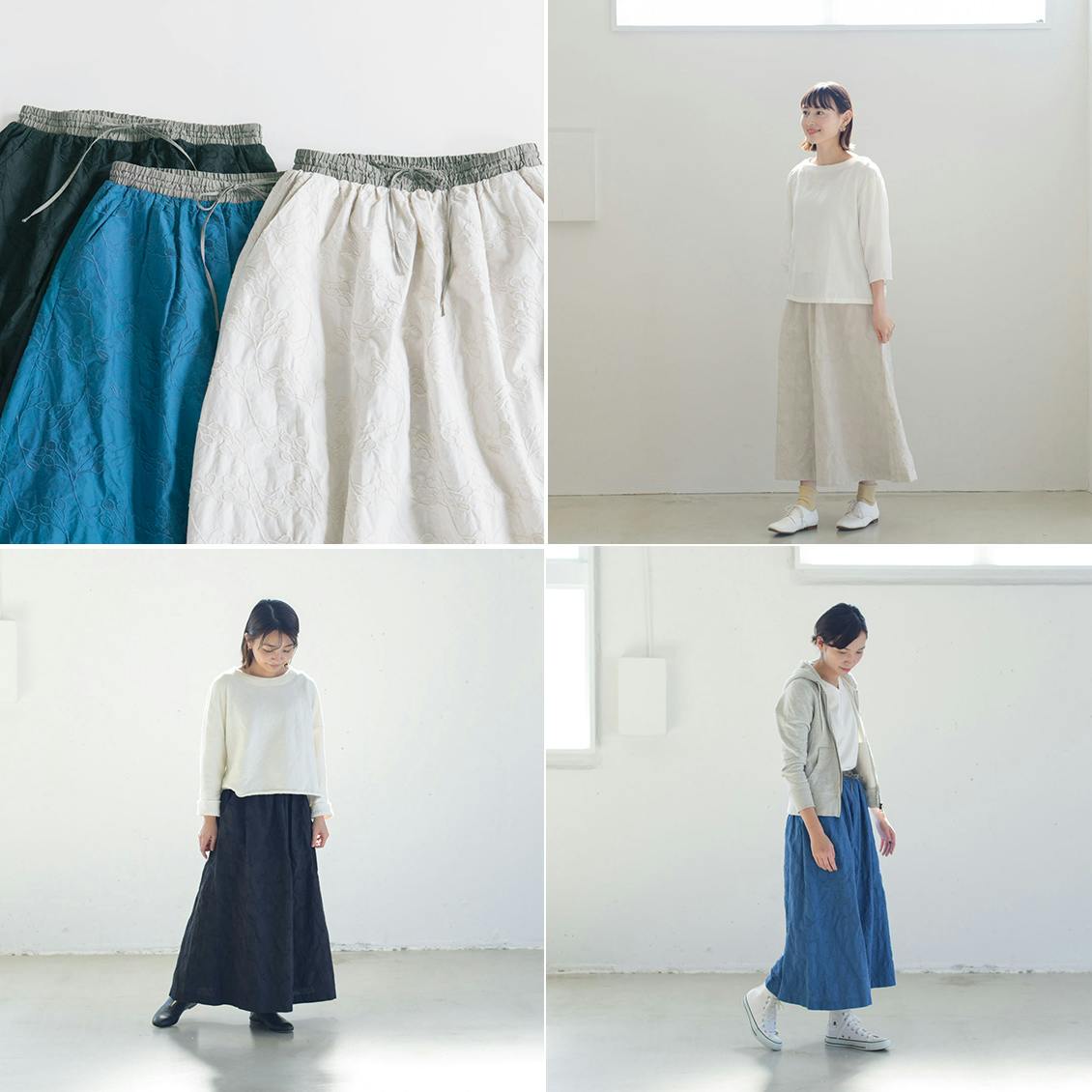 【美品】北欧暮らしの道具店 こころが色めく、salviaとつくった刺繍スカート こころが色めく、salviaとつくった刺繍スカート - 北欧、暮らし