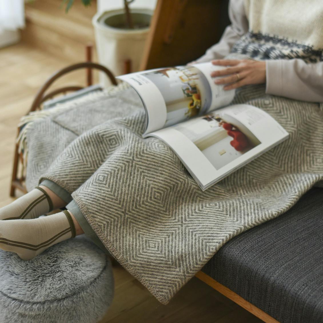 北欧、暮らしの道具店「Chicoração 」未使用ブランケット シ・コラサォン / コットンブランケット - 北欧、暮らしの道具店