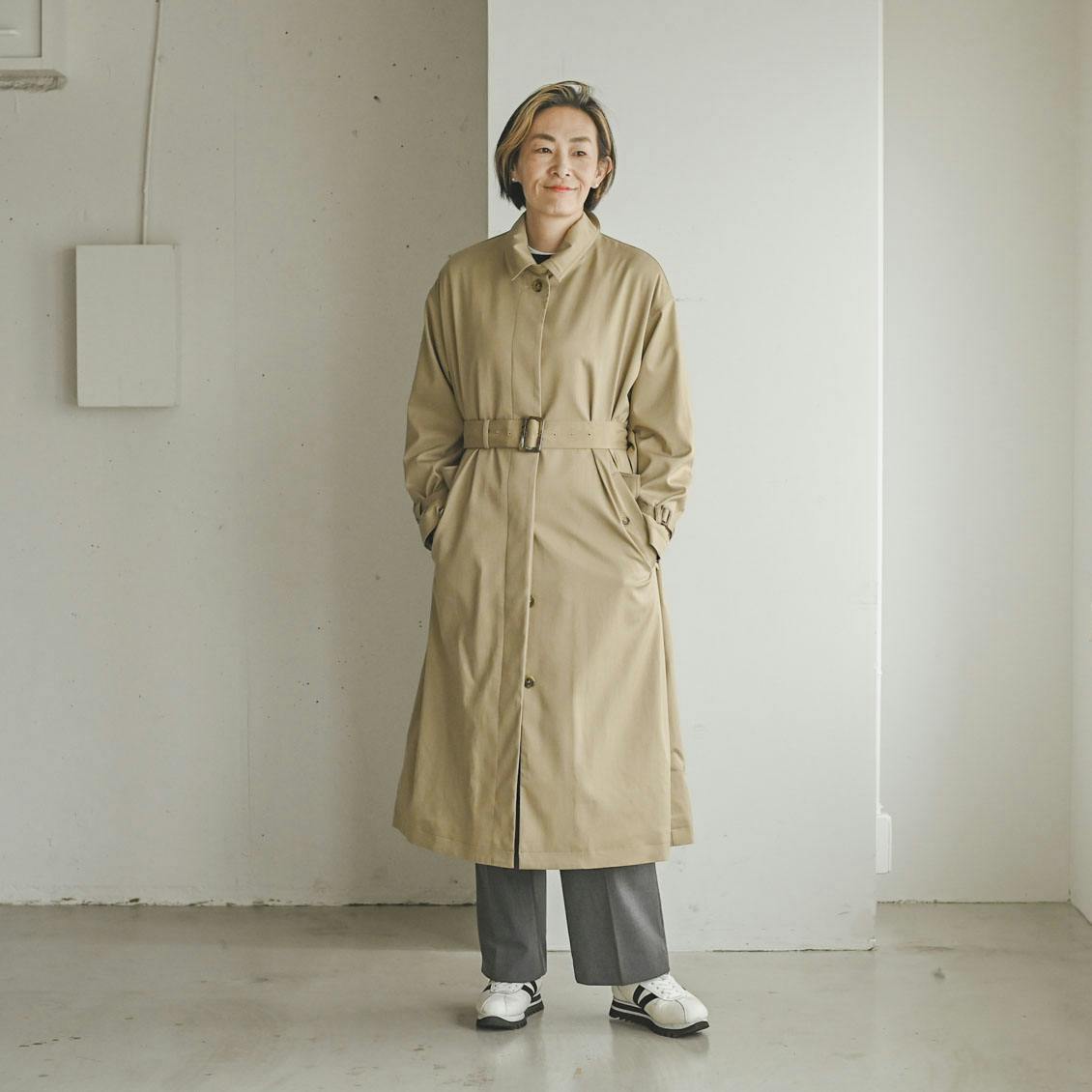 ベージュ トレンチコート ロング丈 ベルト付き 北欧暮らしの道具店 ベージュ トレンチコート ロング丈 ベルト付き 北欧暮らしの道具店