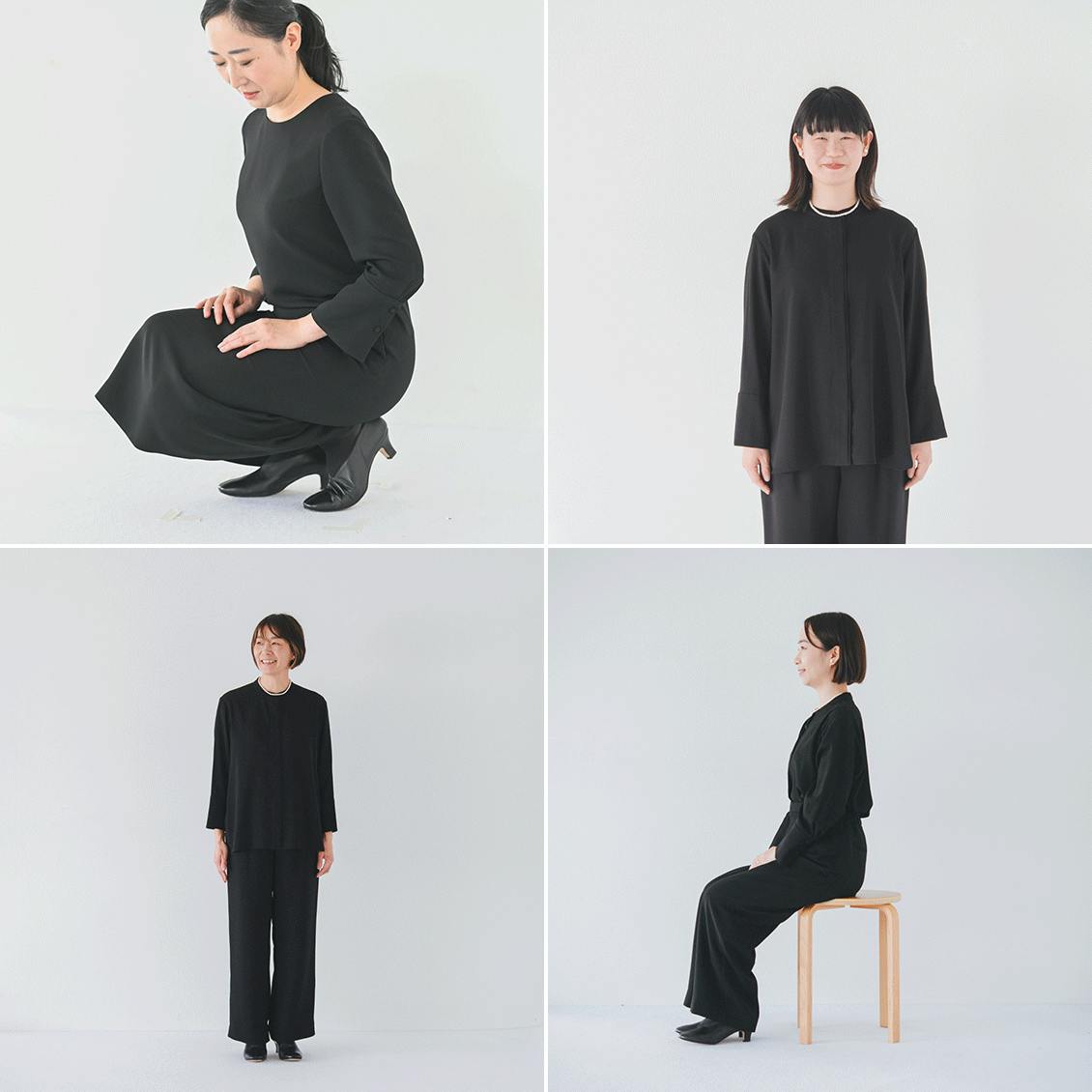 【着用レビュー】ブラックフォーマル各種アイテムを身長別に6名が試着しました。