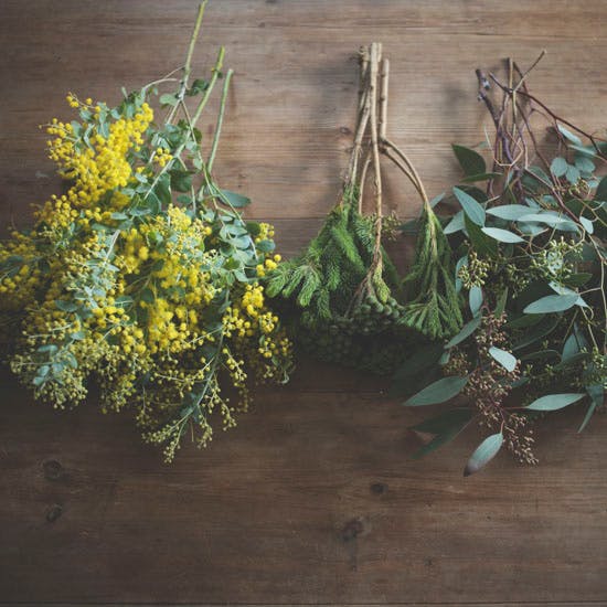 ミモザのリースの作り方、ドライフラワーでおしゃれディスプレイ