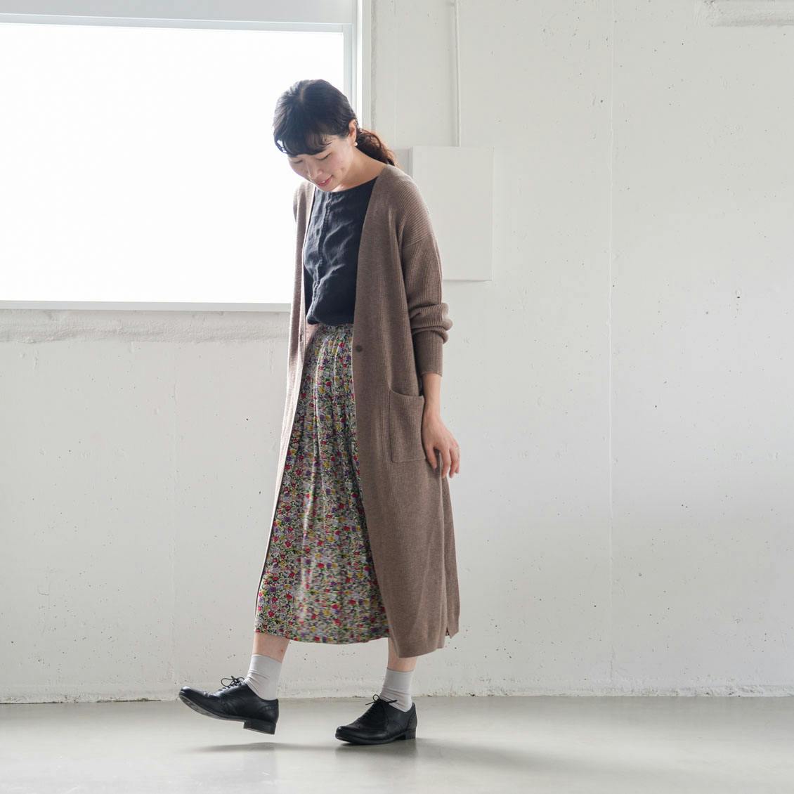 着用レビュー】オリジナルのロングカーディガンを、身長別に3名の