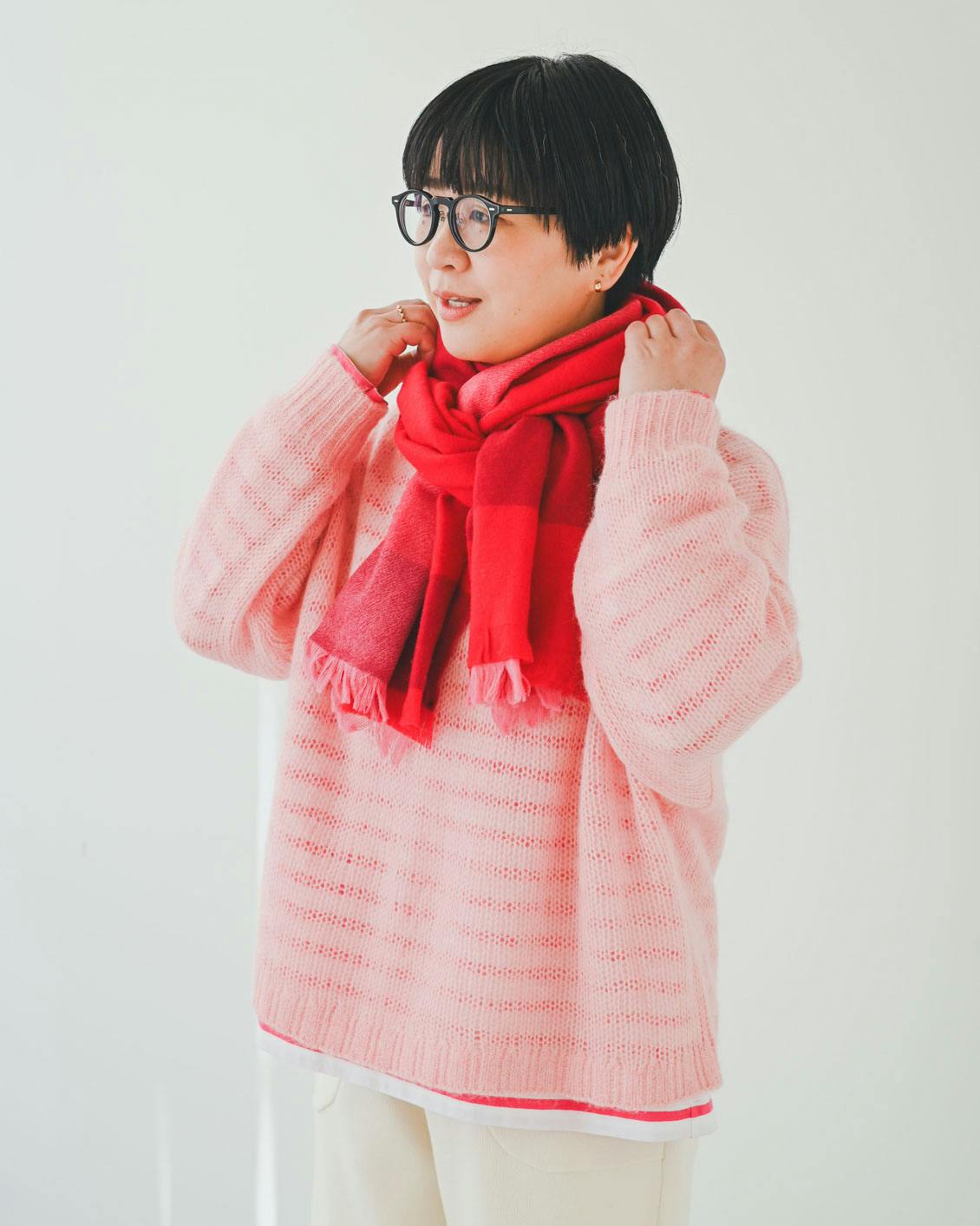 トラッツォドンナ　赤ピンクボーダーセーター TORRAZZO DONNA - トラッツォドンナ 赤ピンクボーダーセーターの通販